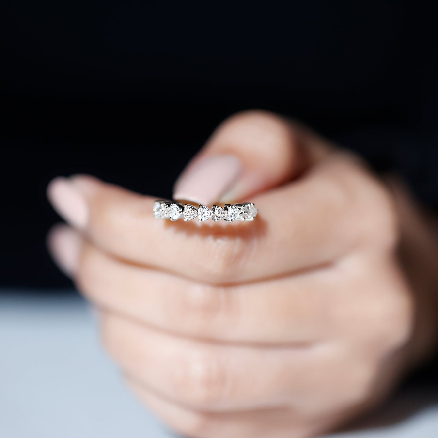 Brilliant Cut Lab Grown Diamond Heart Wedding Band Ring