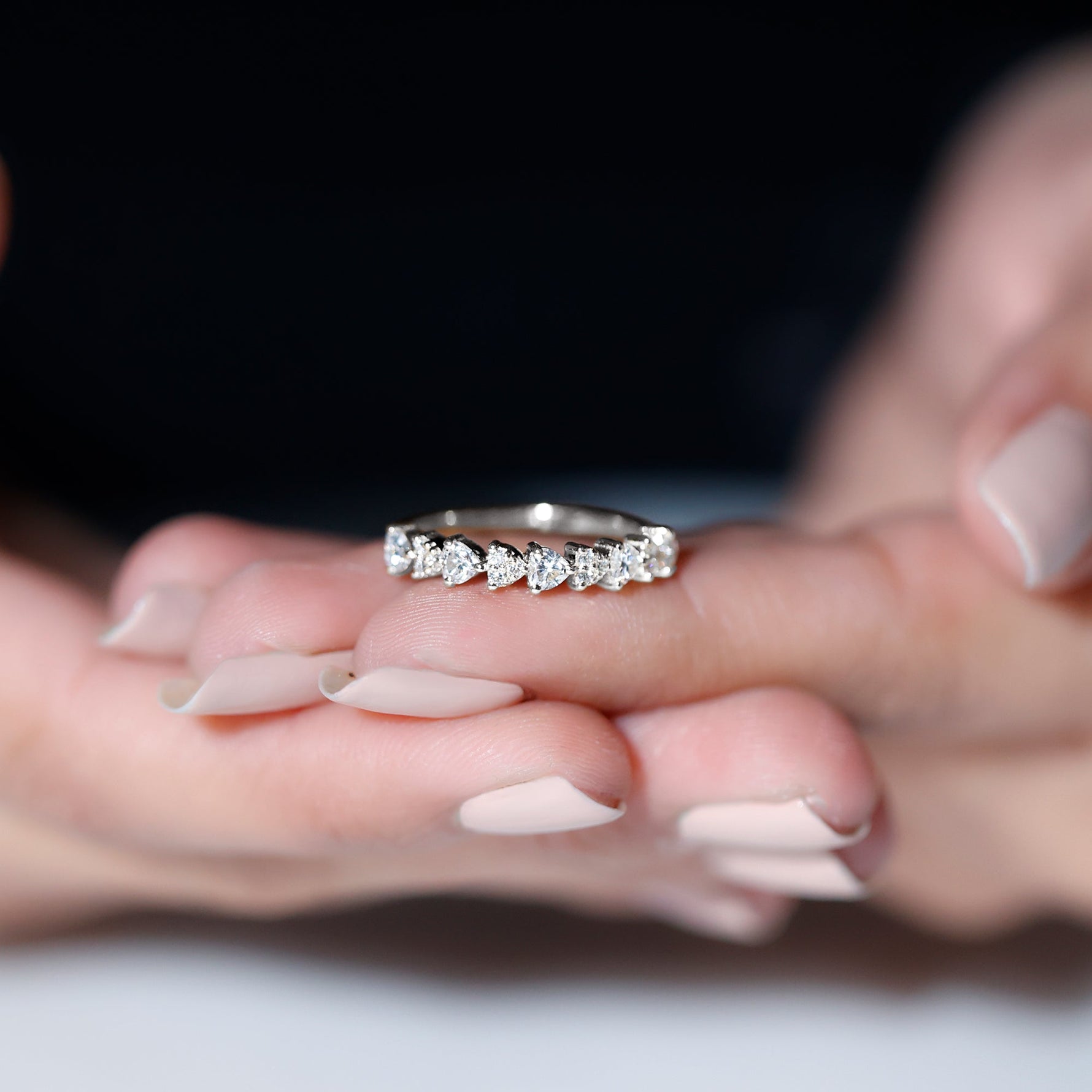 Brilliant Cut Lab Grown Diamond Heart Wedding Band Ring