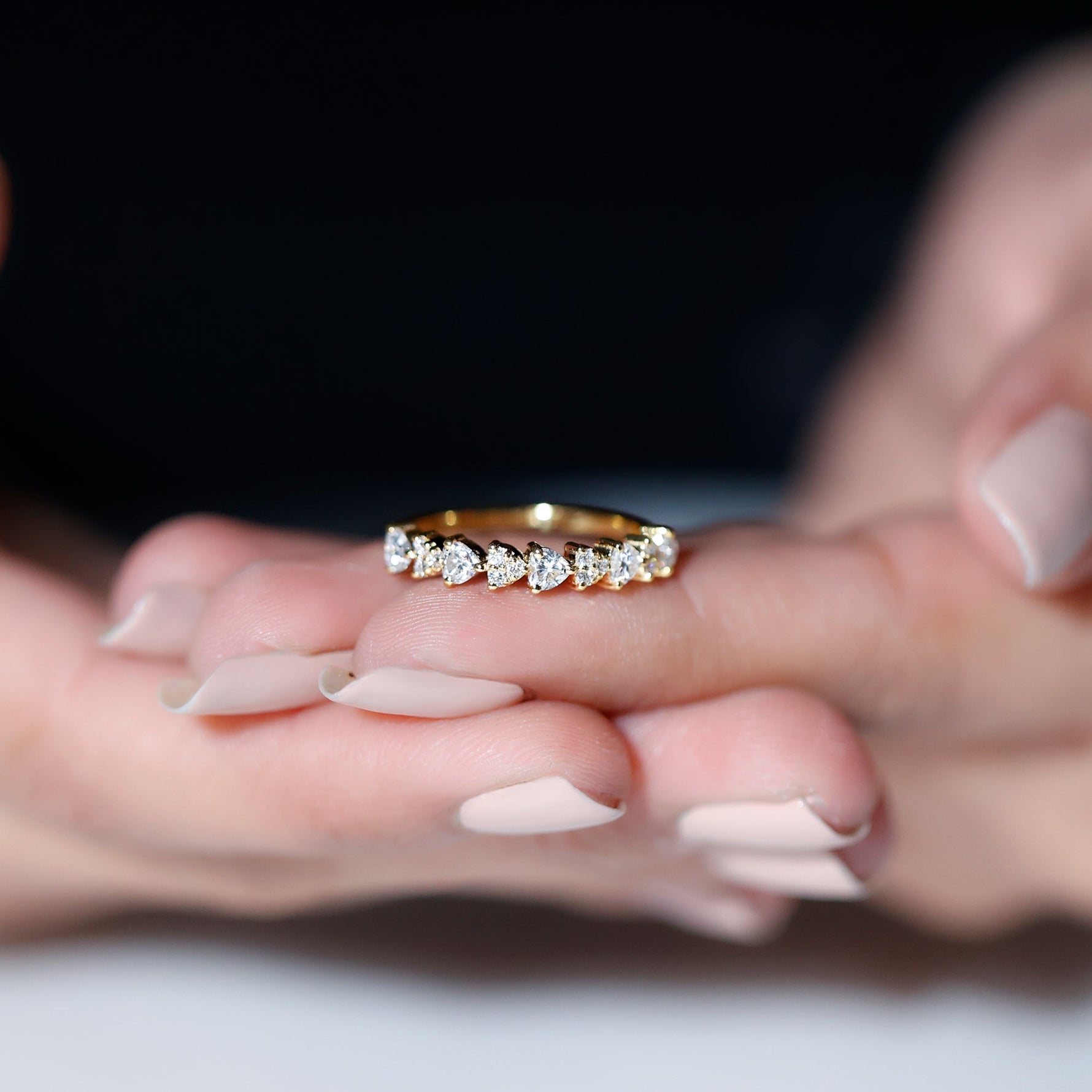 Brilliant Cut Lab Grown Diamond Heart Wedding Band Ring