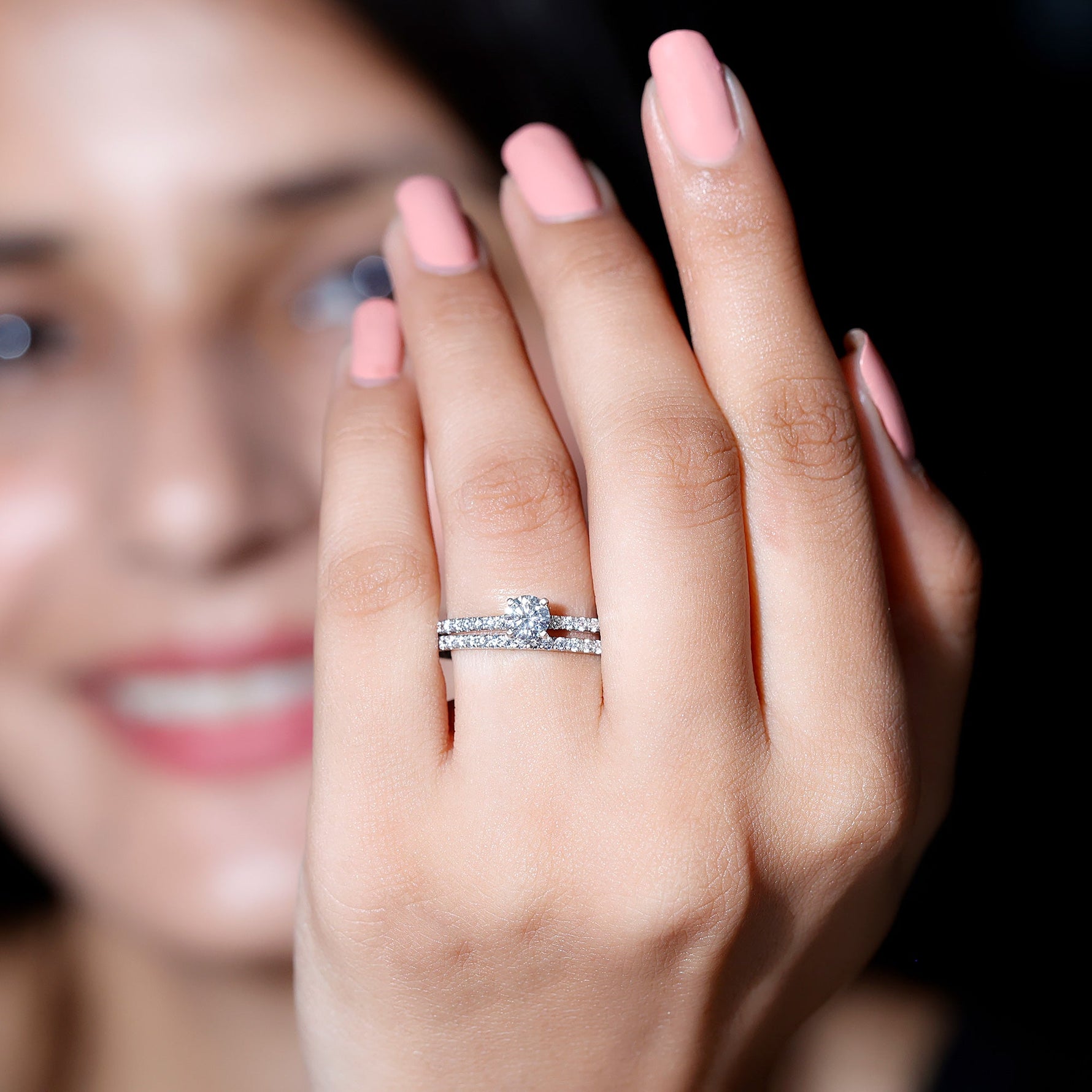 Certified Lab Created Diamond Wedding Ring Set For Bride