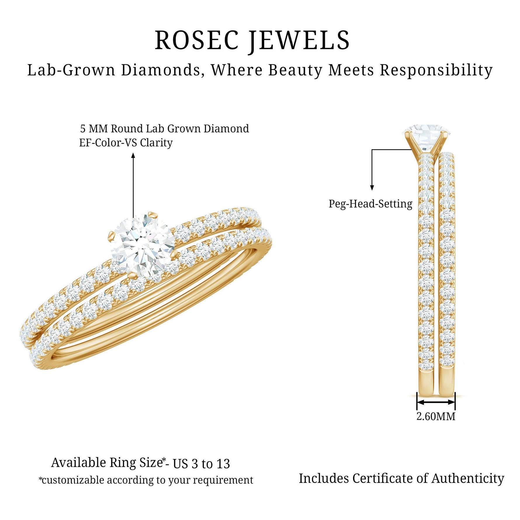 Certified Lab Created Diamond Wedding Ring Set For Bride