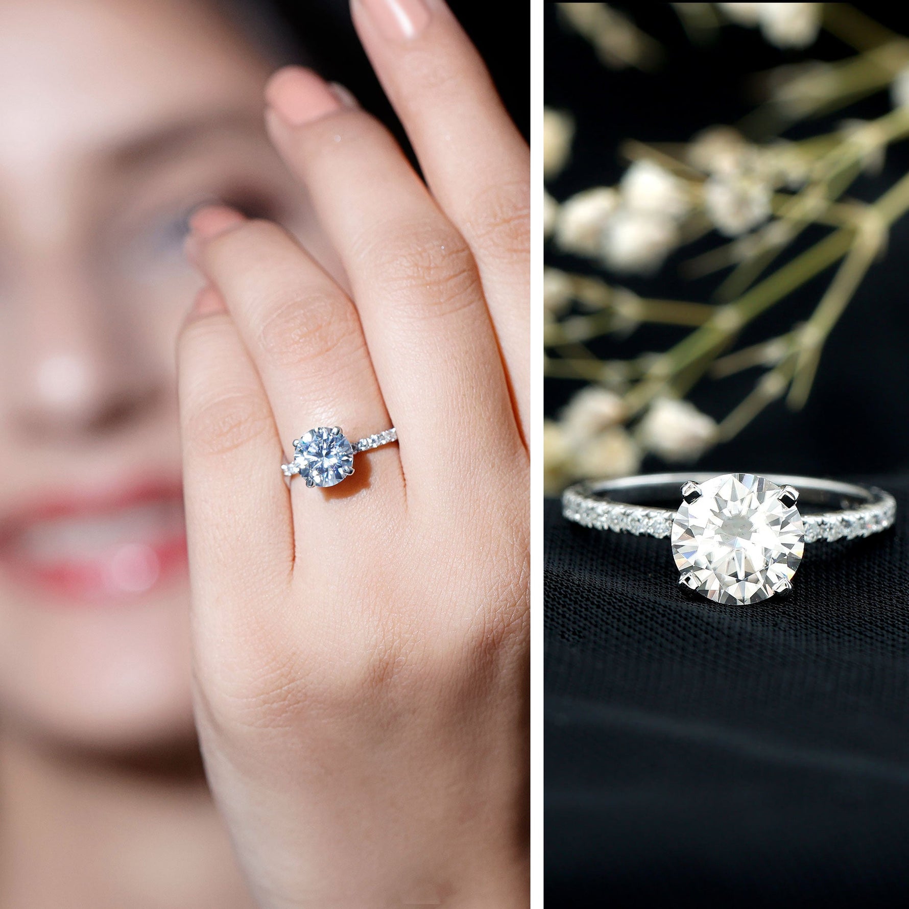 Brilliant Cut 8 MM Lab Grown Diamond Solitaire Engagement Ring