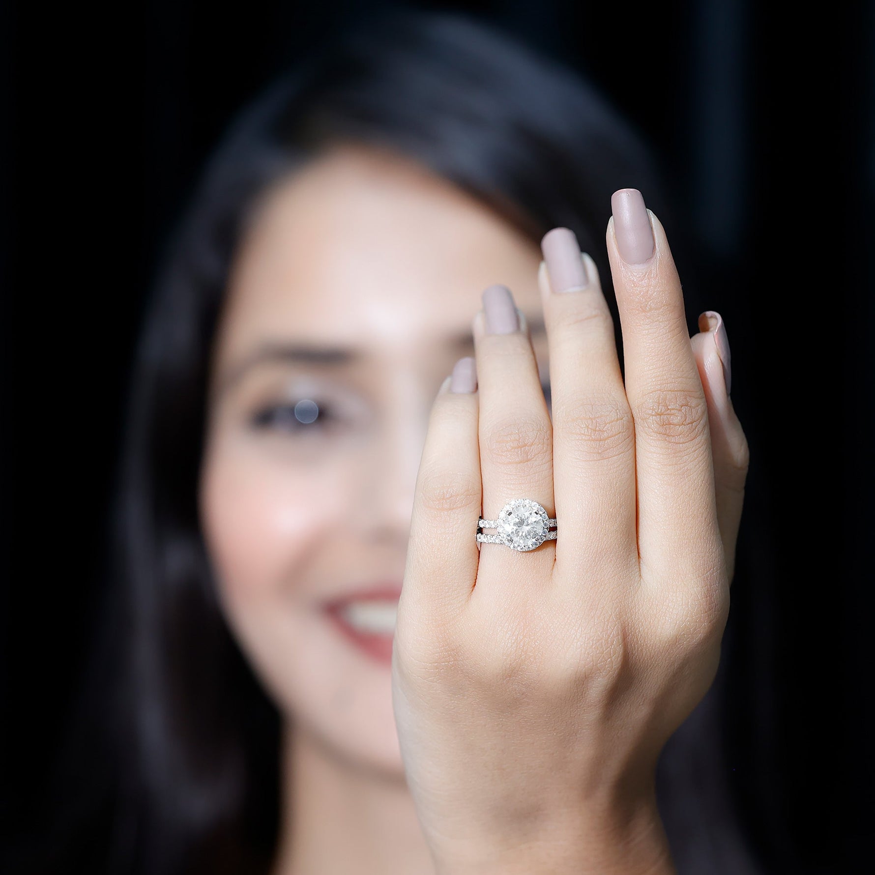 Lab Grown Diamond Halo Bridal Ring Set for Women