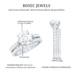 Certified 8 mm Round Lab Grown Diamond Wedding Engagement Ring Set