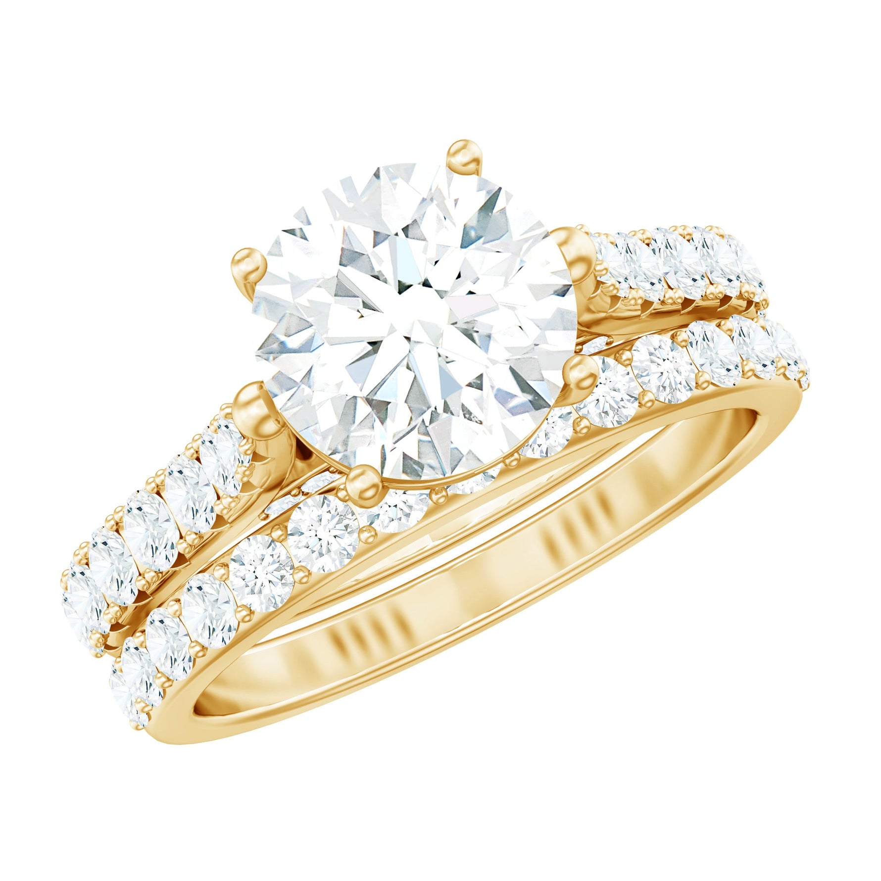 Certified 8 mm Round Lab Grown Diamond Wedding Engagement Ring Set