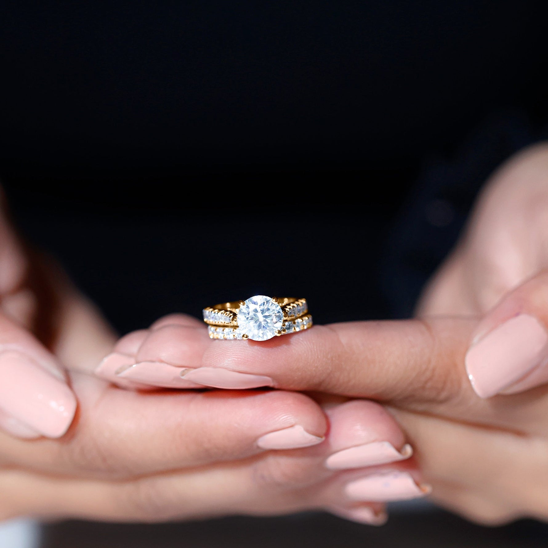 Certified 8 mm Round Lab Grown Diamond Wedding Engagement Ring Set