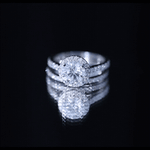 Certified Lab Grown Diamond Halo Ring With Wedding Band