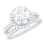 Certified Lab Grown Diamond Halo Ring With Wedding Band