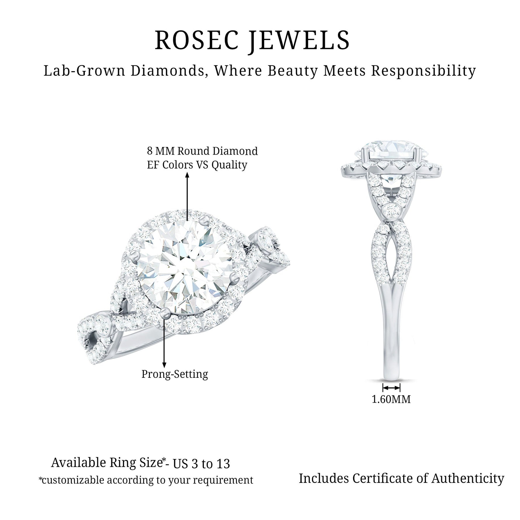 Lab Created Diamond Criss Cross Engagement Ring For Women