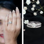 Pear Cut 6X8 MM Lab Grown Diamond Marriage Ring Set for Women