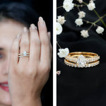 Pear Cut 6X8 MM Lab Grown Diamond Marriage Ring Set for Women