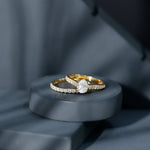 Pear Cut 6X8 MM Lab Grown Diamond Marriage Ring Set for Women