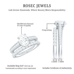 6X8 MM Oval Lab Created Diamond Solitaire Engagement Ring Set for Women