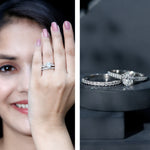 6X8 MM Oval Lab Created Diamond Solitaire Engagement Ring Set for Women