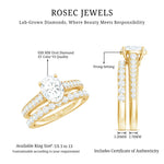 6X8 MM Oval Lab Created Diamond Solitaire Engagement Ring Set for Women