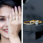 6X8 MM Oval Lab Created Diamond Solitaire Engagement Ring Set for Women