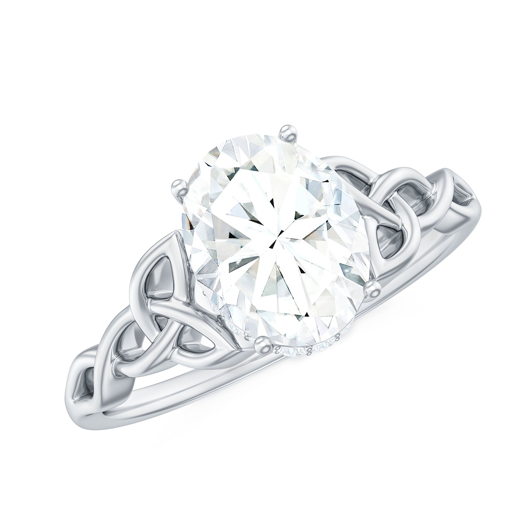 Oval Lab Grown Diamond Hidden Halo Engagement Ring