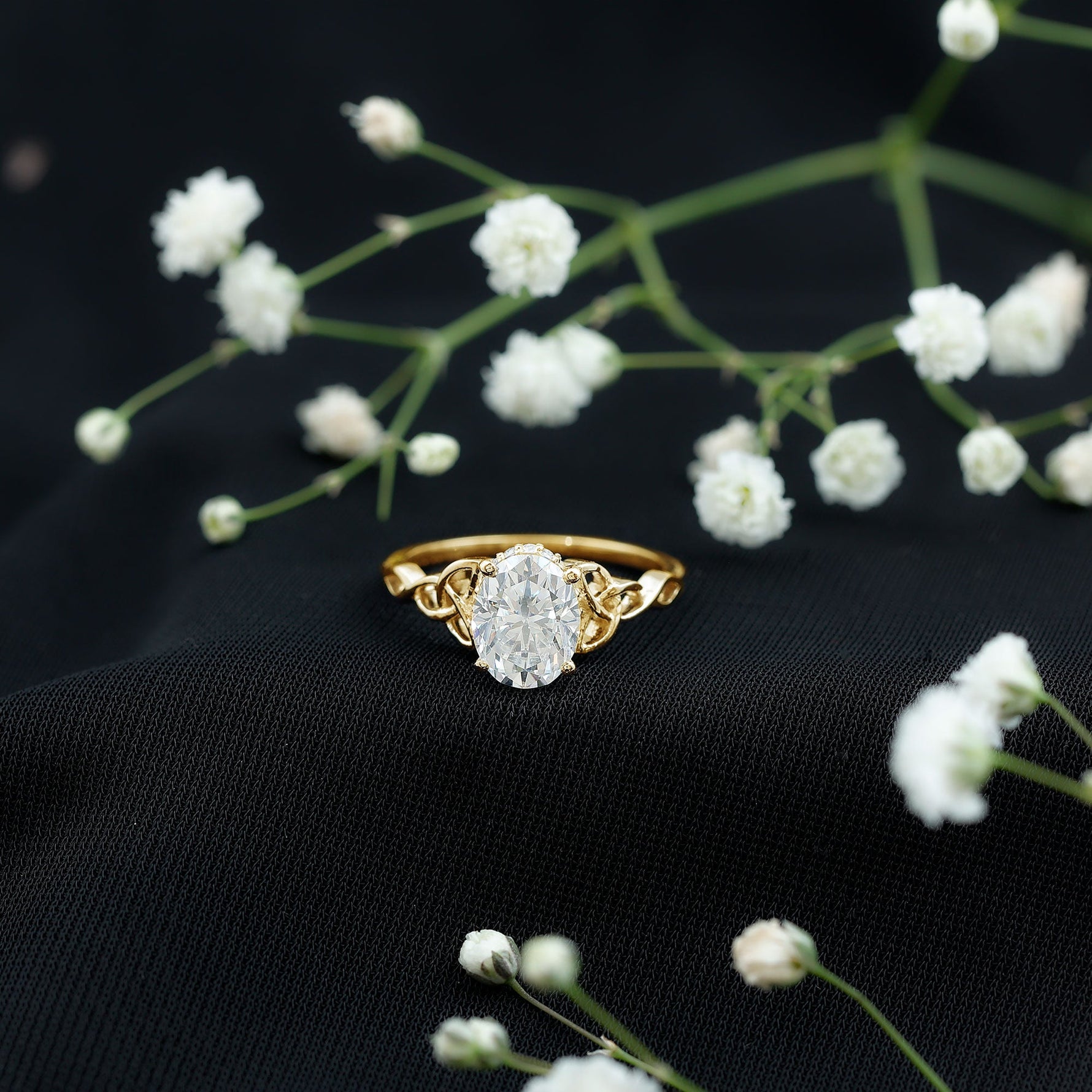 Oval Lab Grown Diamond Hidden Halo Engagement Ring