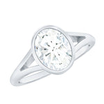 Bezel Set Oval Lab Created Diamond Solitaire Ring For Women