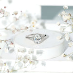 Bezel Set Oval Lab Created Diamond Solitaire Ring For Women