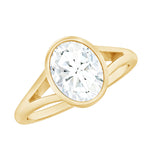 Bezel Set Oval Lab Created Diamond Solitaire Ring For Women