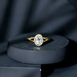 Bezel Set Oval Lab Created Diamond Solitaire Ring For Women