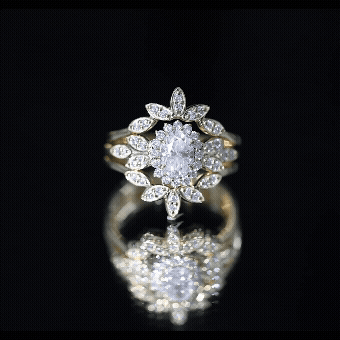 Lab Grown Diamond Vintage Engagement Ring with 2 Wedding Bands