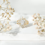 Lab Grown Diamond Vintage Engagement Ring with 2 Wedding Bands