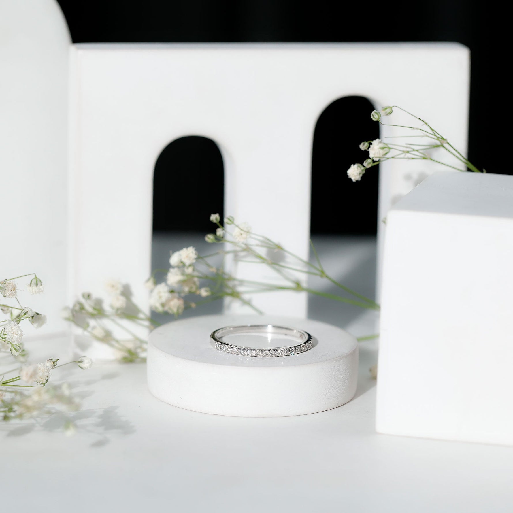 Lab Created Diamond Simple Eternity Ring in Pave Setting