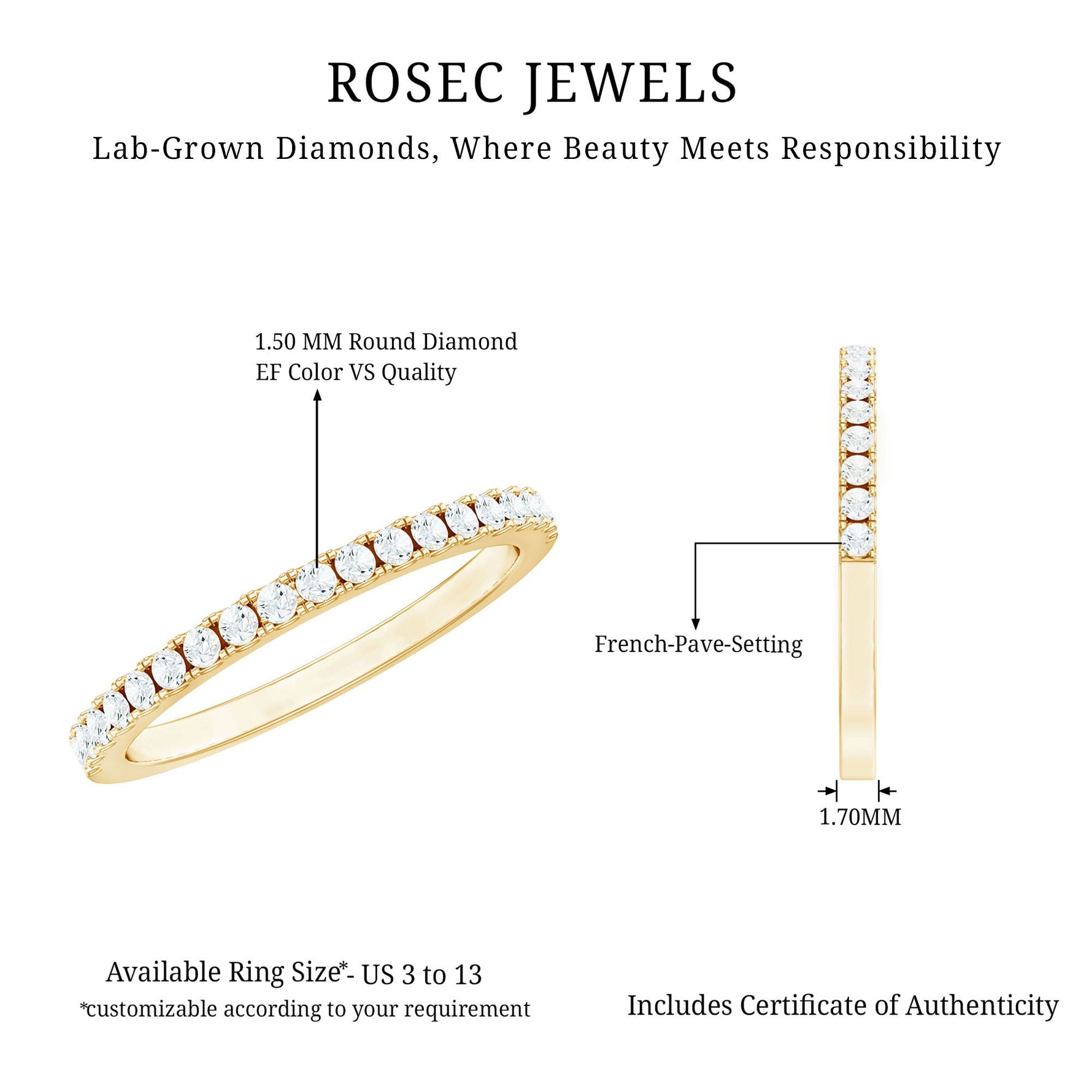 Lab Created Diamond Simple Eternity Ring in Pave Setting
