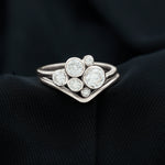 Bezel Set Lab Created Diamond Cluster Wedding Ring Set