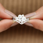 Bezel Set Lab Created Diamond Cluster Wedding Ring Set