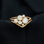 Bezel Set Lab Created Diamond Cluster Wedding Ring Set