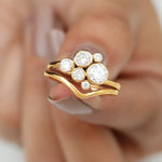 Bezel Set Lab Created Diamond Cluster Wedding Ring Set