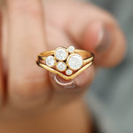 Bezel Set Lab Created Diamond Cluster Wedding Ring Set