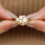 Bezel Set Lab Created Diamond Cluster Wedding Ring Set