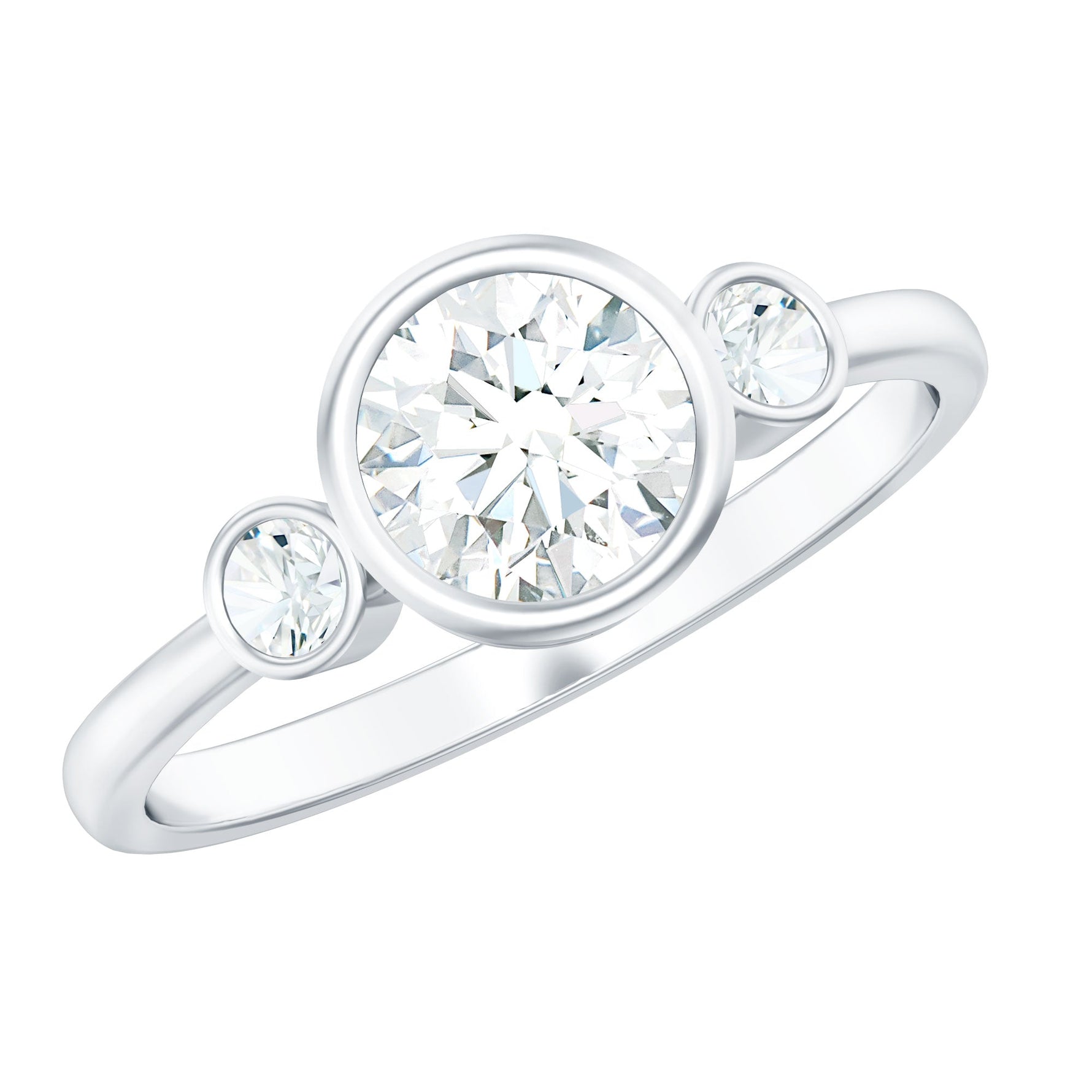 Lab Created Diamond Bezel Set Engagement Ring for Her