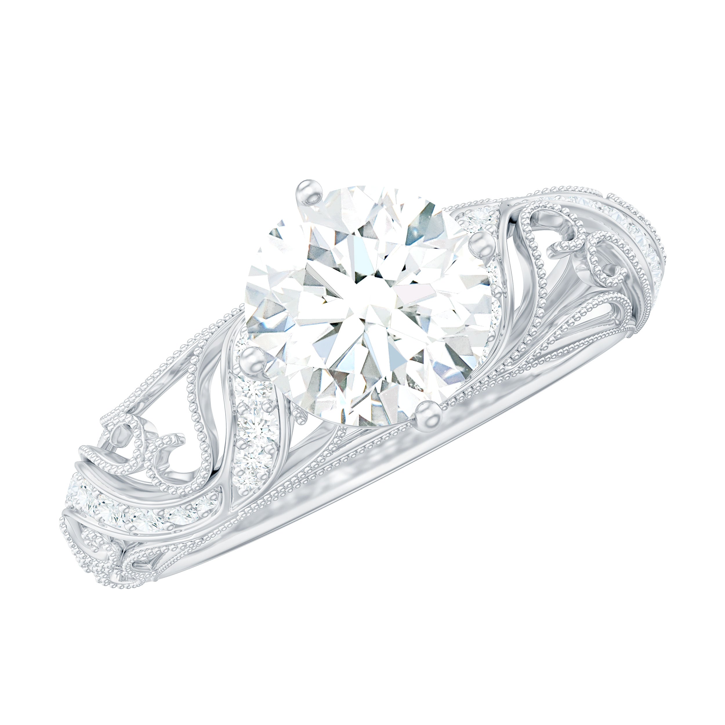 Certified Lab Created Diamond Antique Inspired Engagement Ring