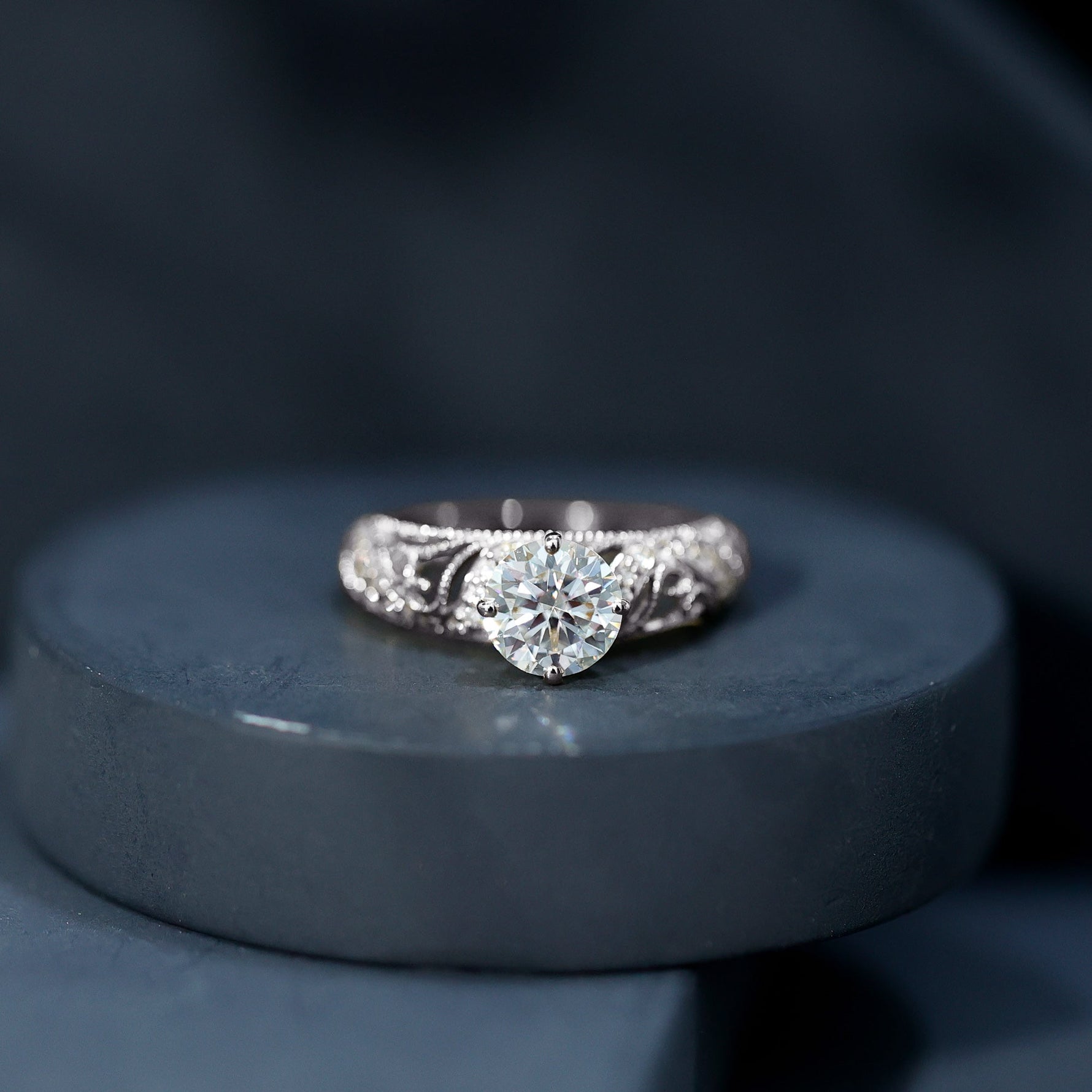Certified Lab Created Diamond Antique Inspired Engagement Ring