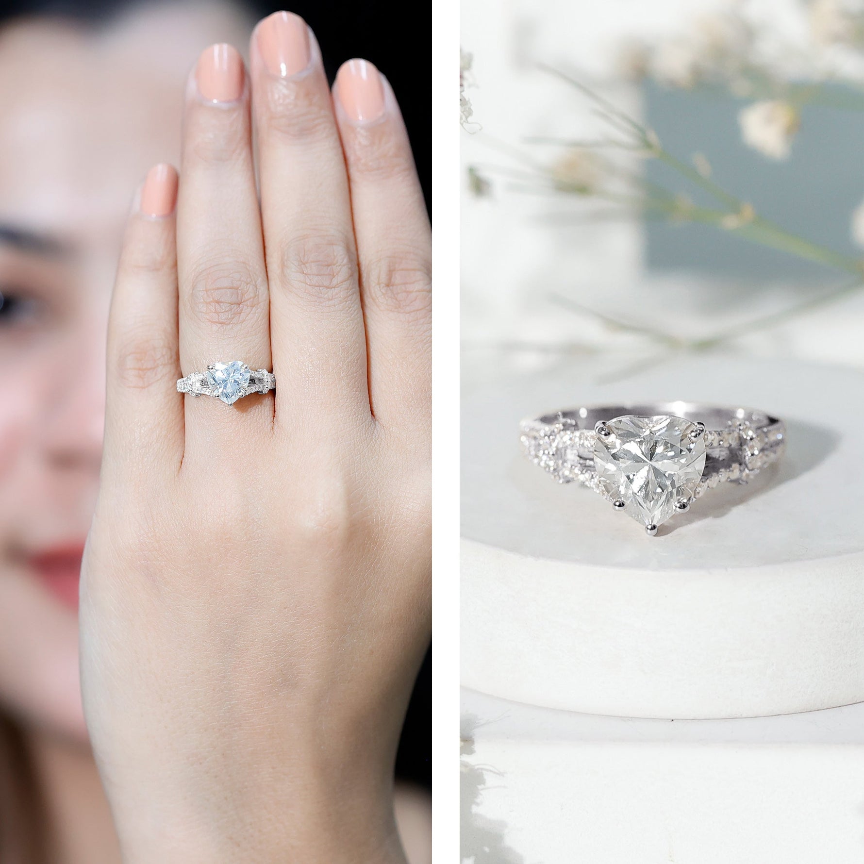 8 mm Lab Grown Diamond Heart Shape Engagement Ring