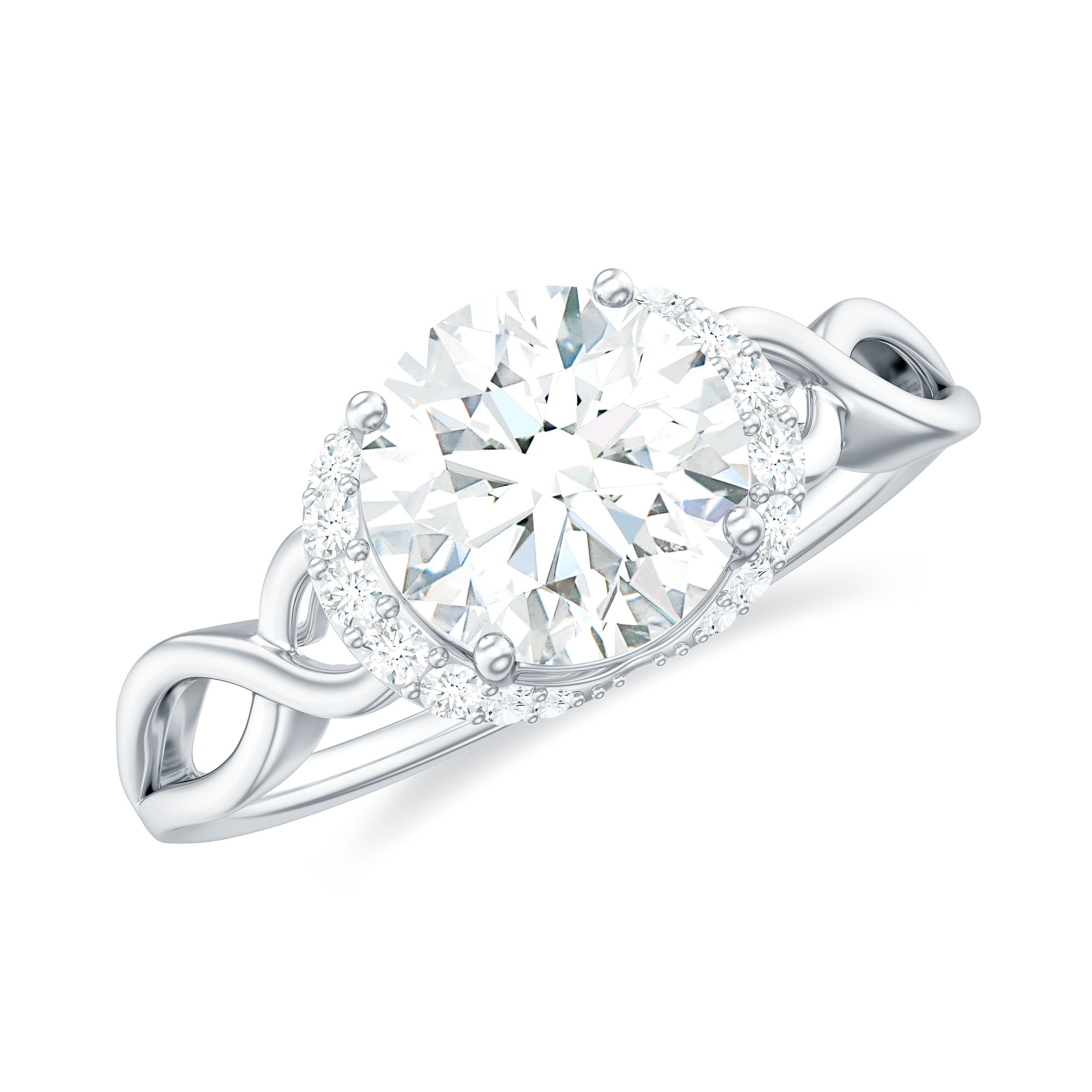 7 MM Round Lab Created Diamond Solitaire Infinity Ring for Her