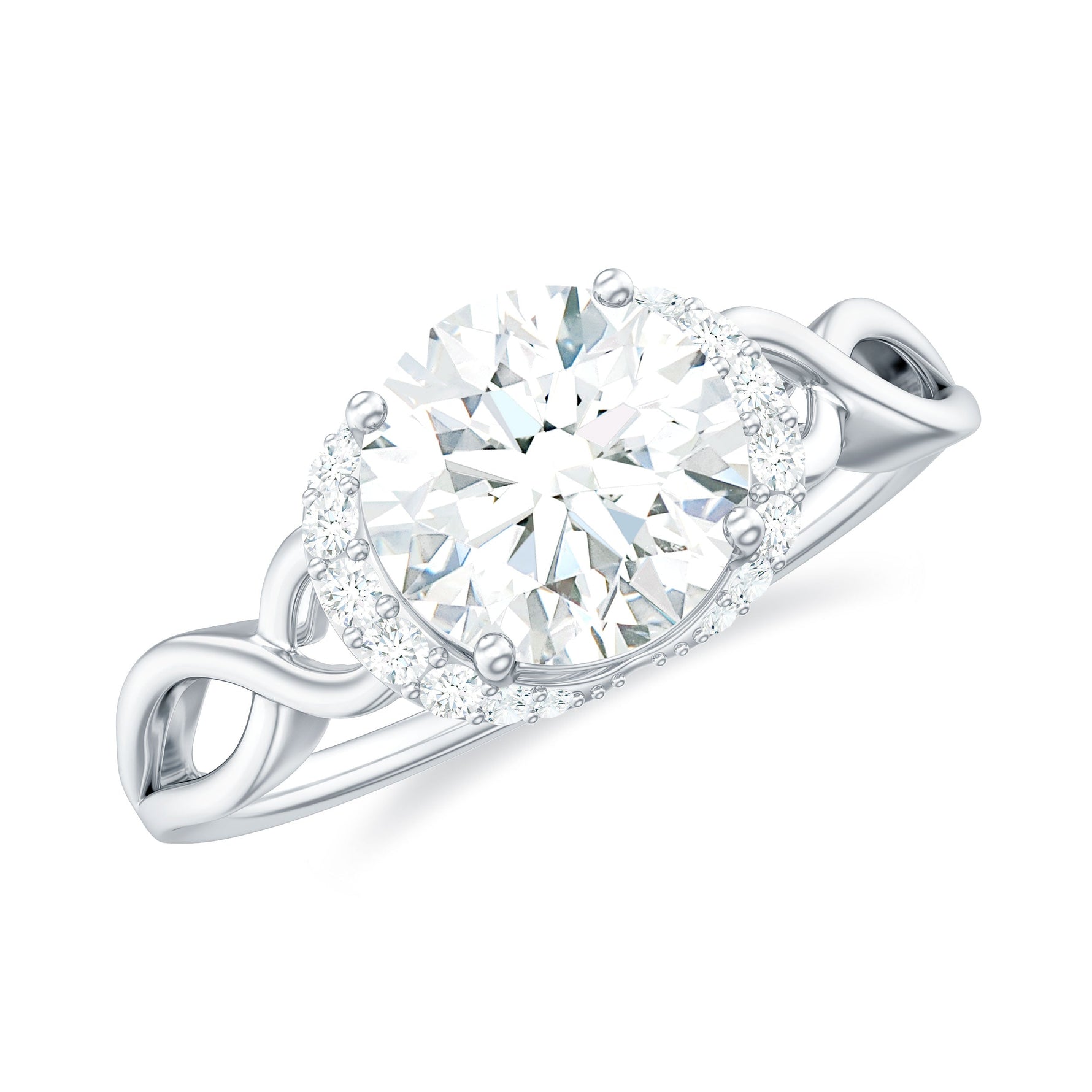 7 MM Round Lab Created Diamond Solitaire Infinity Ring for Her