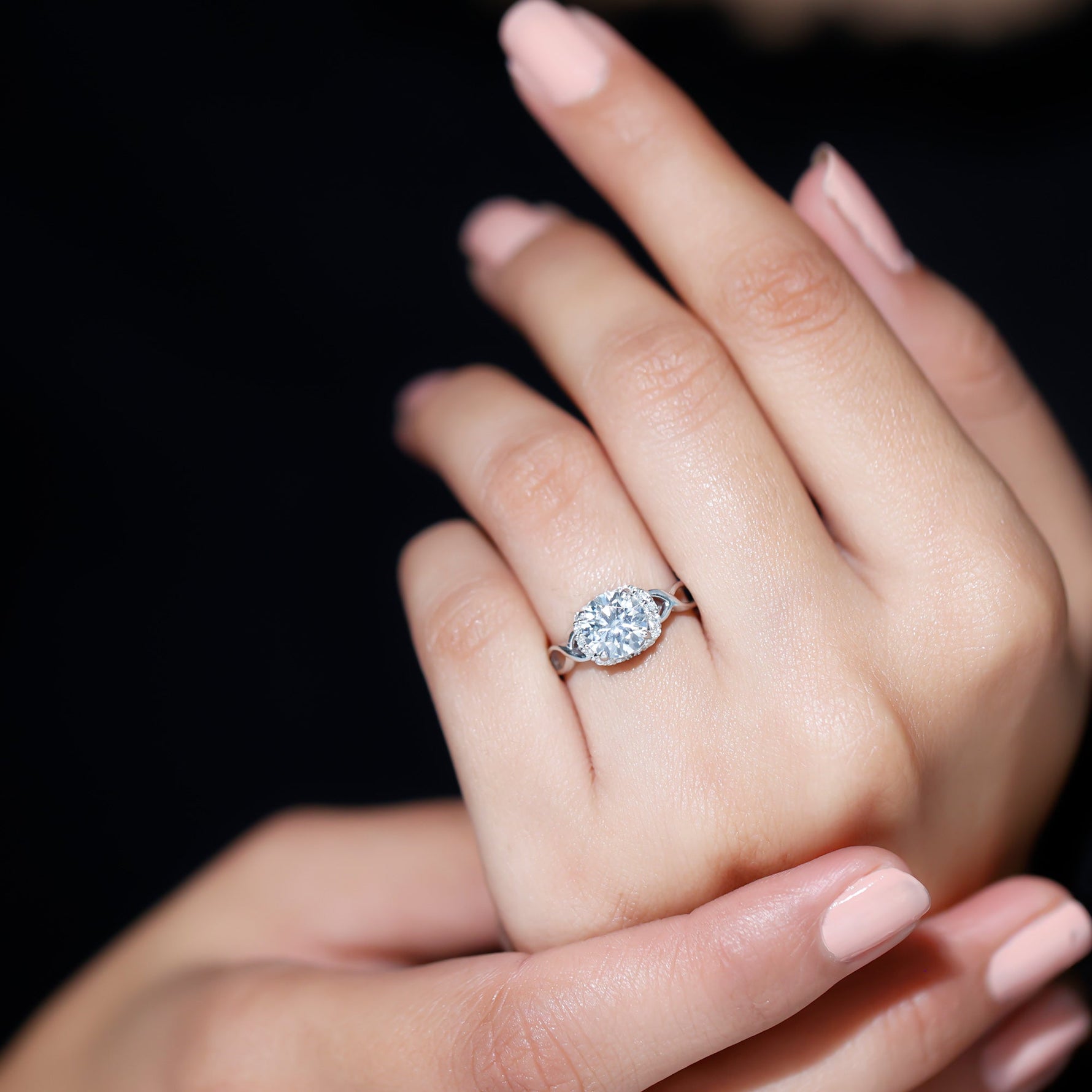 7 MM Round Lab Created Diamond Solitaire Infinity Ring for Her