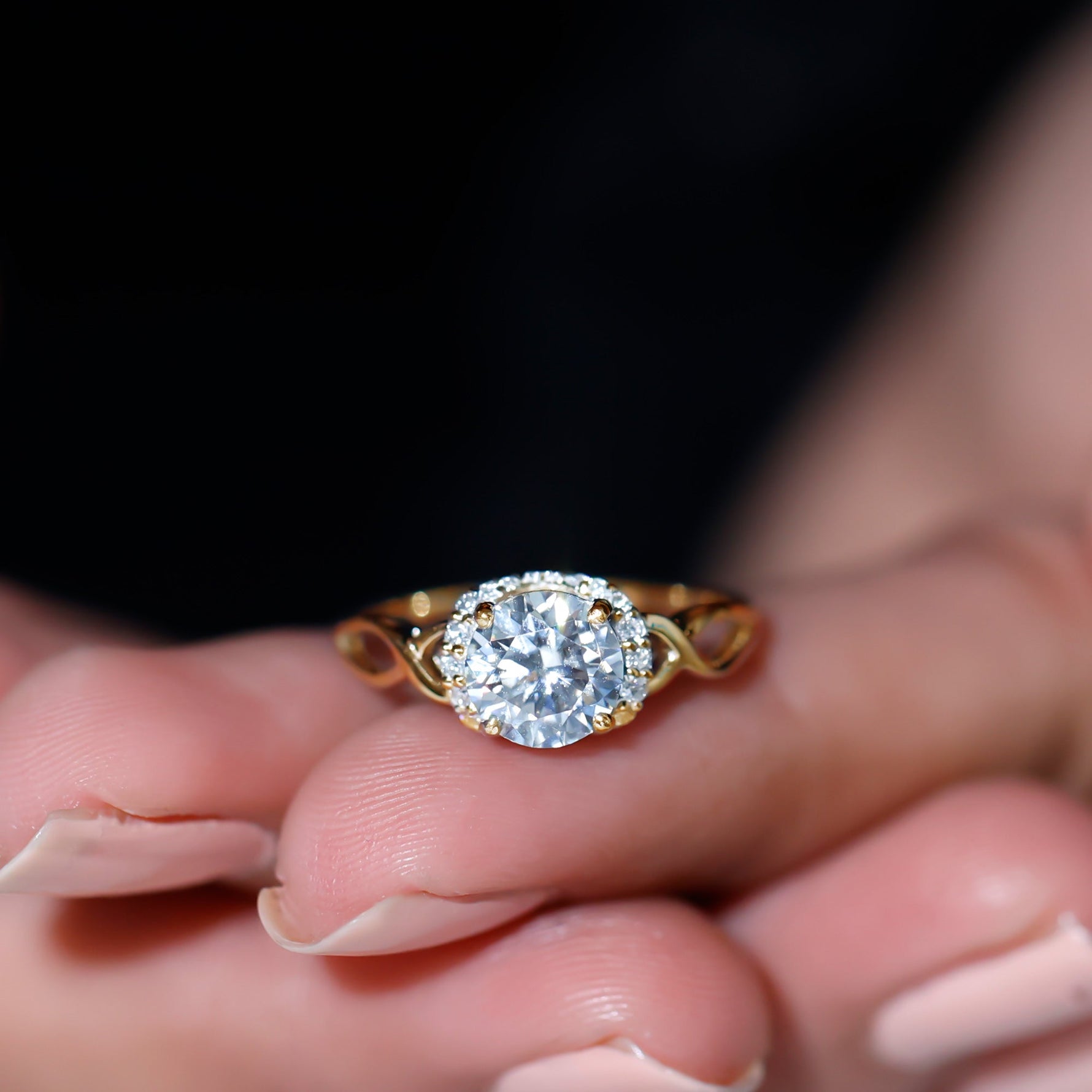 7 MM Round Lab Created Diamond Solitaire Infinity Ring for Her
