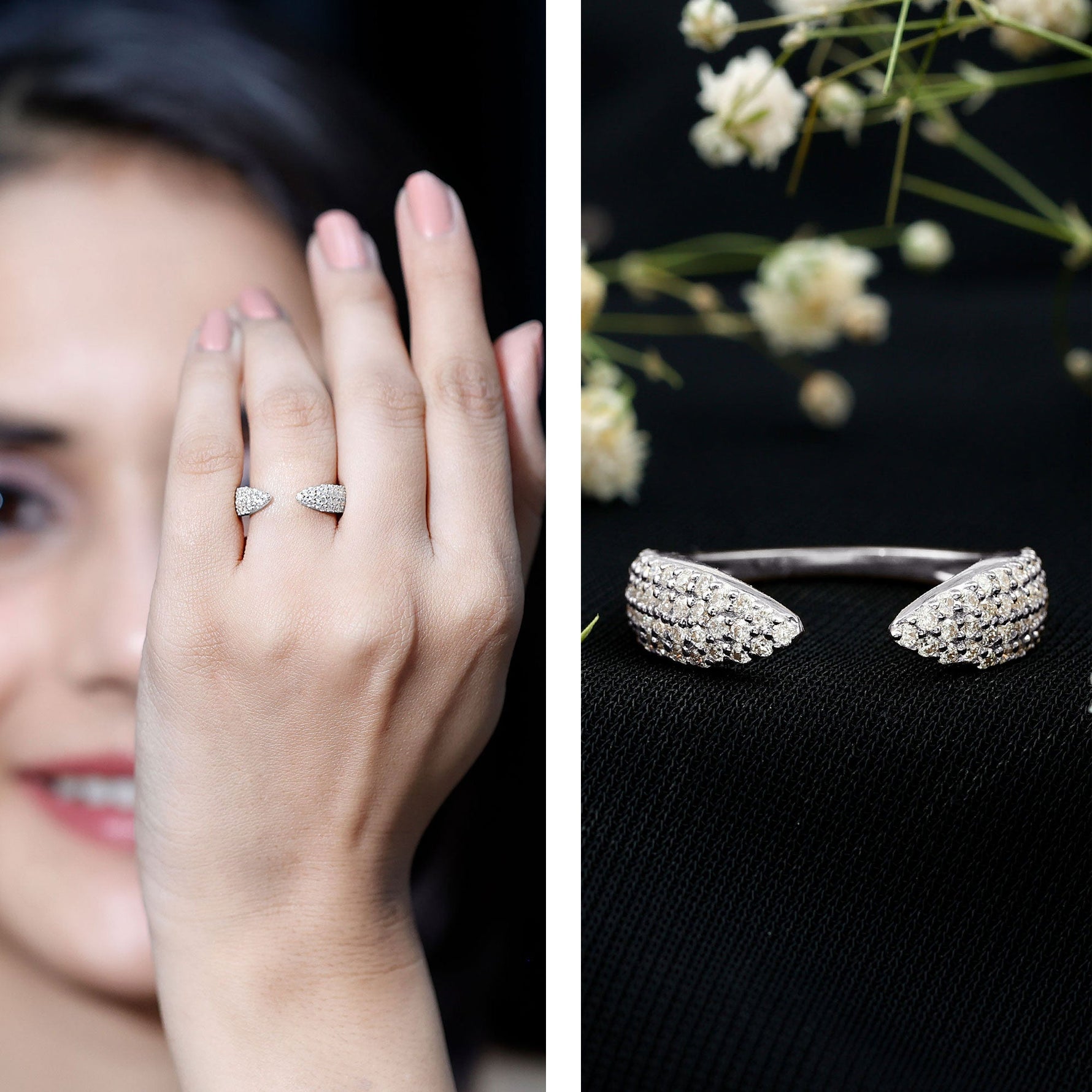 Lab Created Diamond Wedding Wrap Ring For Women