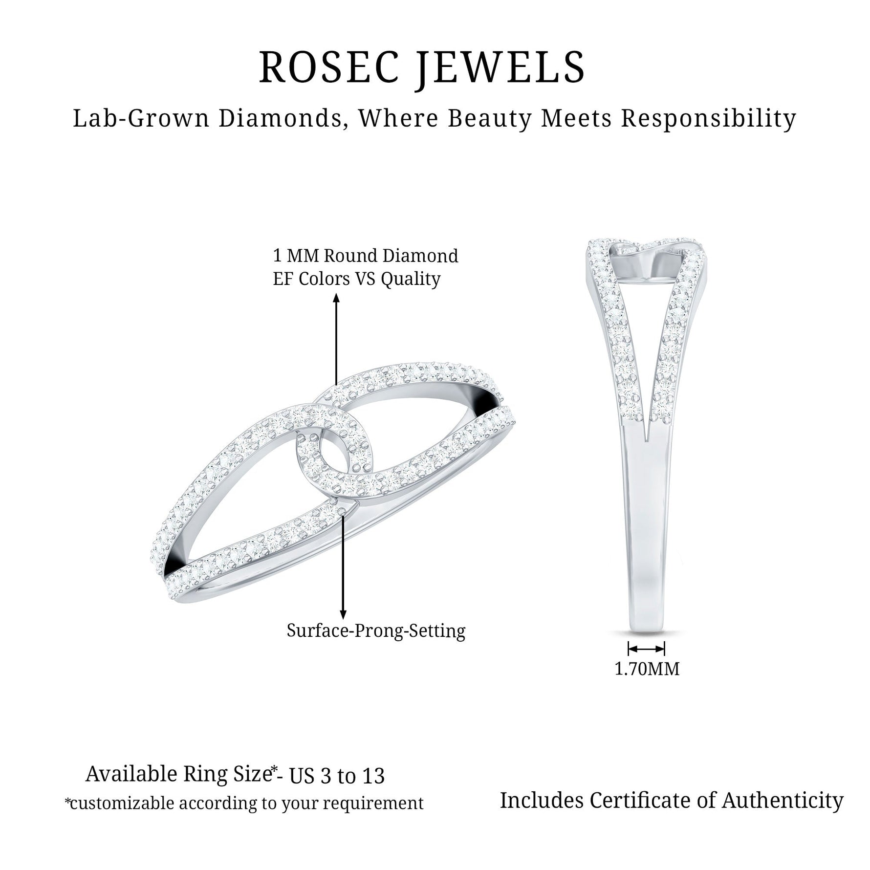 Brilliant Cut Lab Created Diamond Knot Anniversary Ring for Her