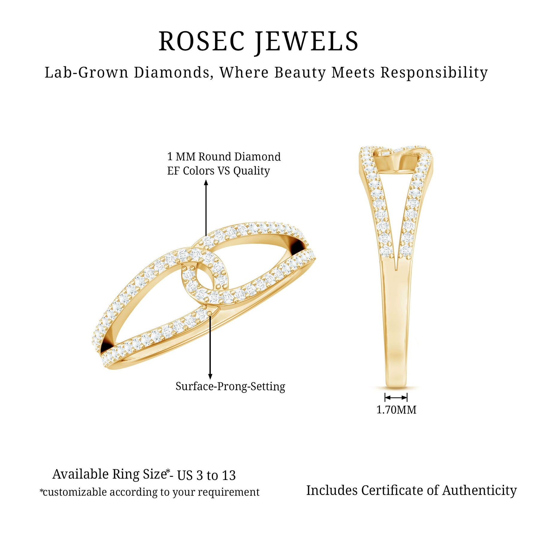 Brilliant Cut Lab Created Diamond Knot Anniversary Ring for Her
