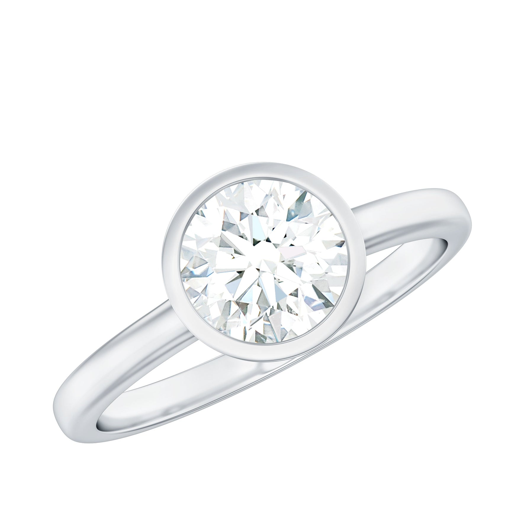Brilliant Cut Bezel Set Lab Grown Diamond Simple Solitaire Ring