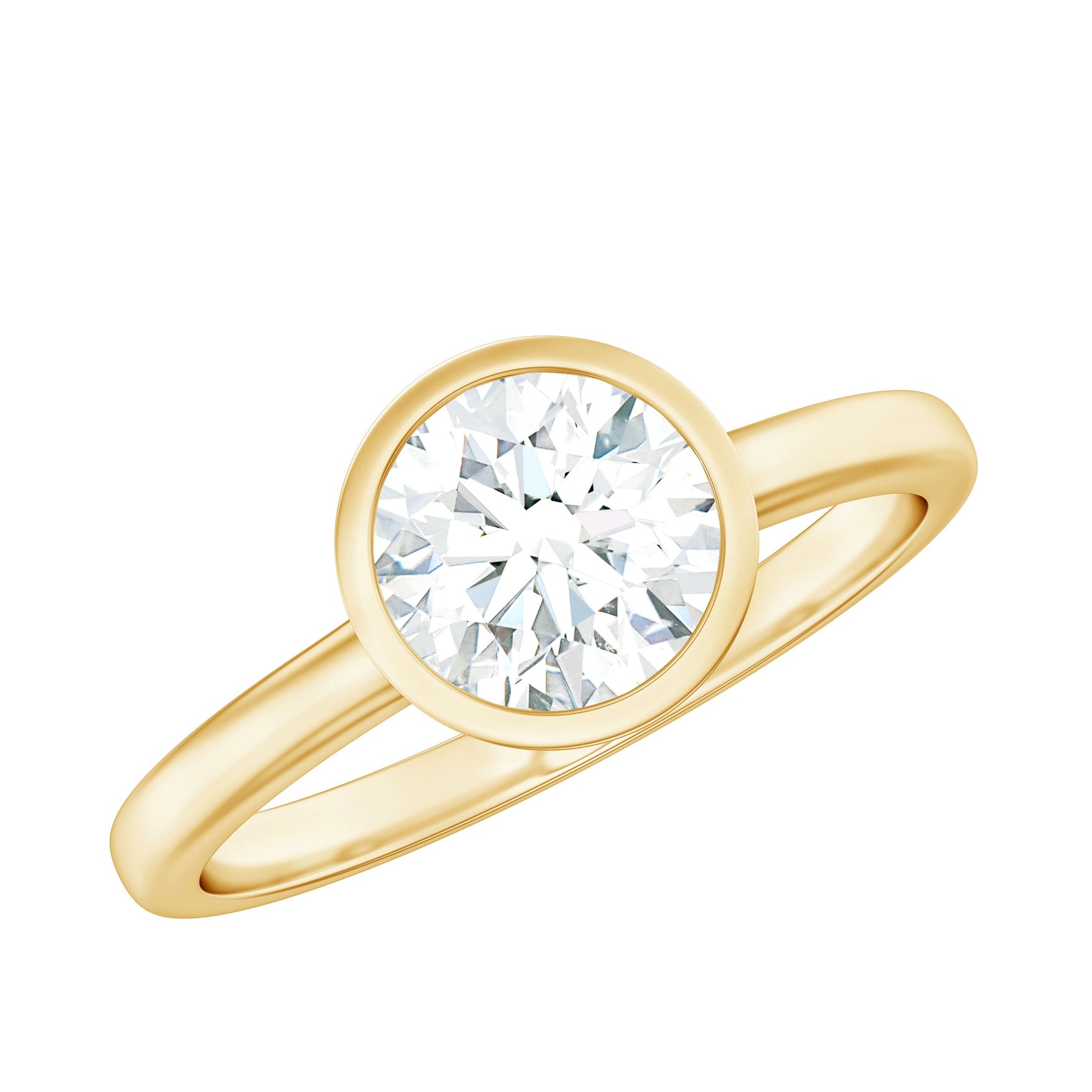 Brilliant Cut Bezel Set Lab Grown Diamond Simple Solitaire Ring