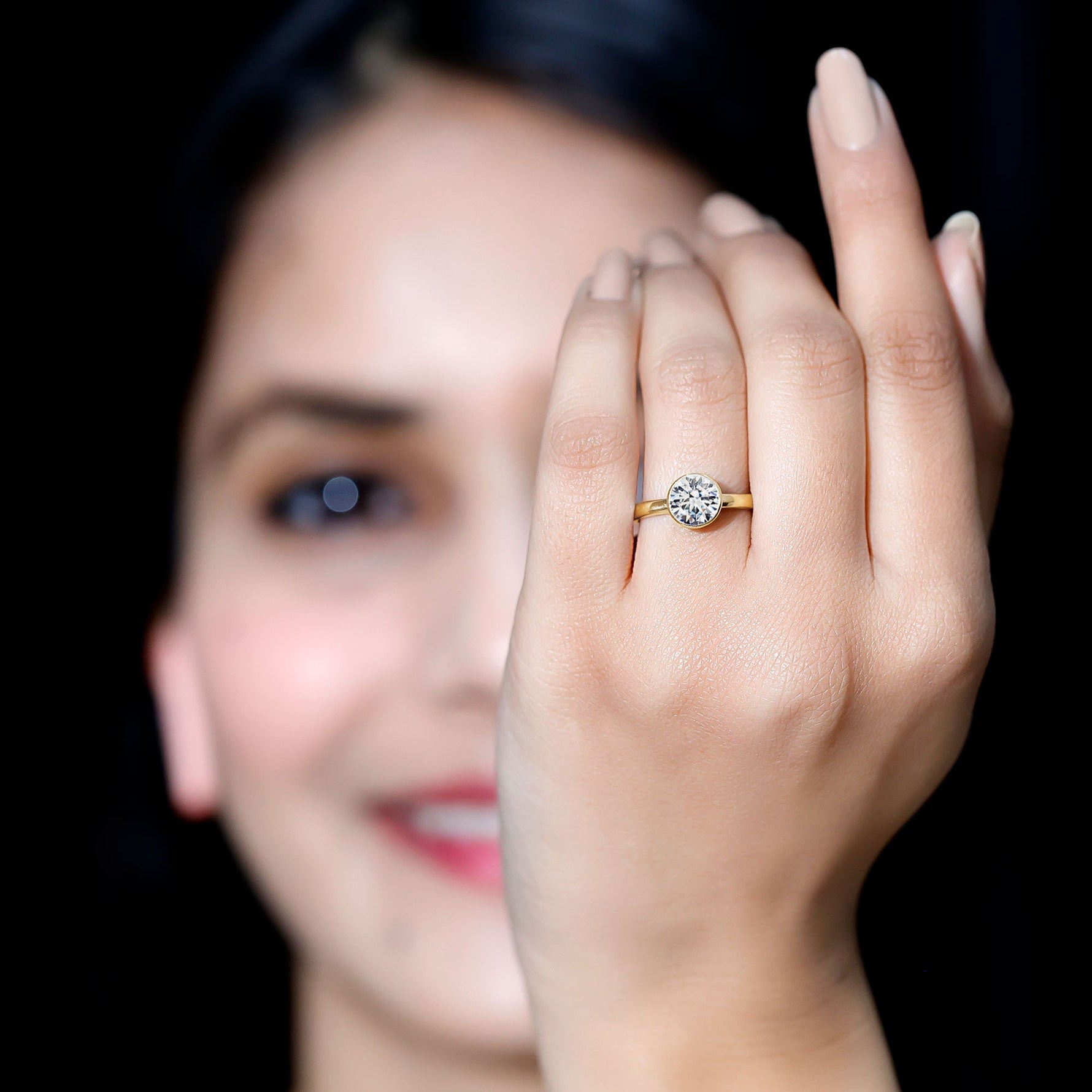 Brilliant Cut Bezel Set Lab Grown Diamond Simple Solitaire Ring